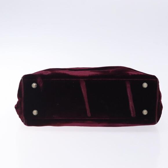 PRADA Hand Bag Velor Bordeaux Silver - Picture 9 of 12